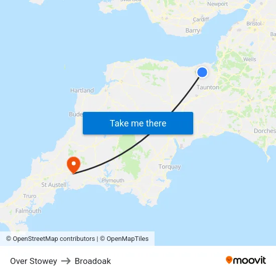 Over Stowey to Broadoak map