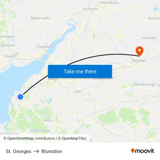 St. Georges to Blunsdon map