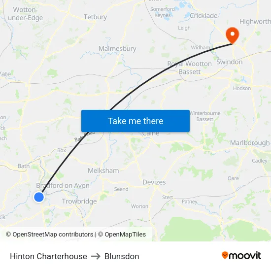 Hinton Charterhouse to Blunsdon map