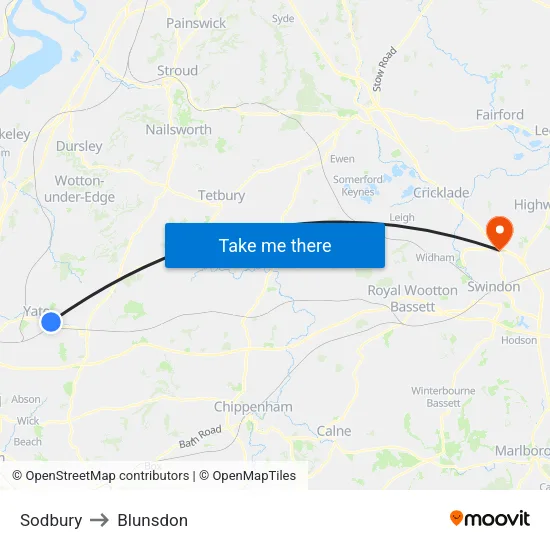 Sodbury to Blunsdon map