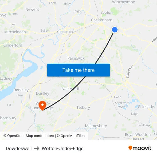 Dowdeswell to Wotton-Under-Edge map