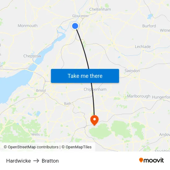 Hardwicke to Bratton map