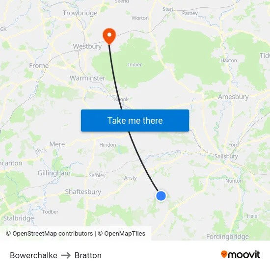 Bowerchalke to Bratton map