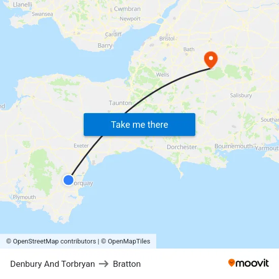 Denbury And Torbryan to Bratton map