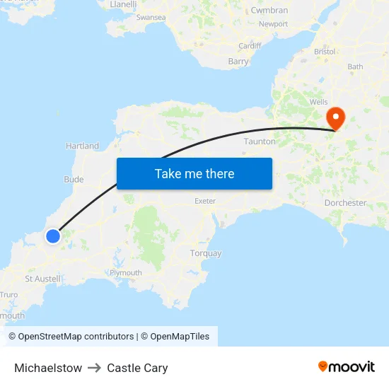 Michaelstow to Castle Cary map