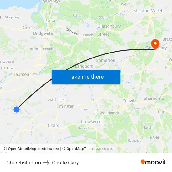 Churchstanton to Castle Cary map