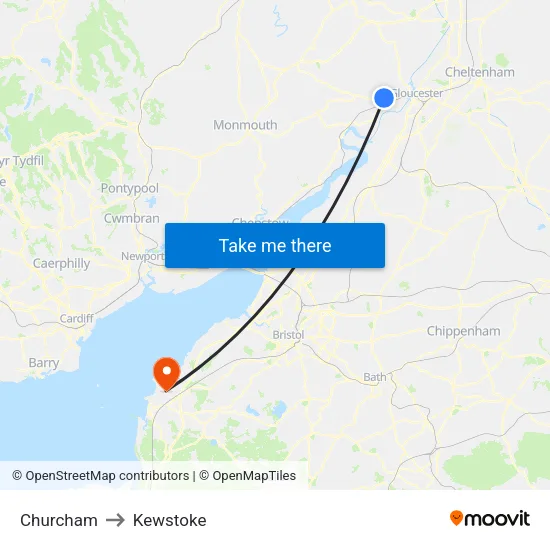 Churcham to Kewstoke map
