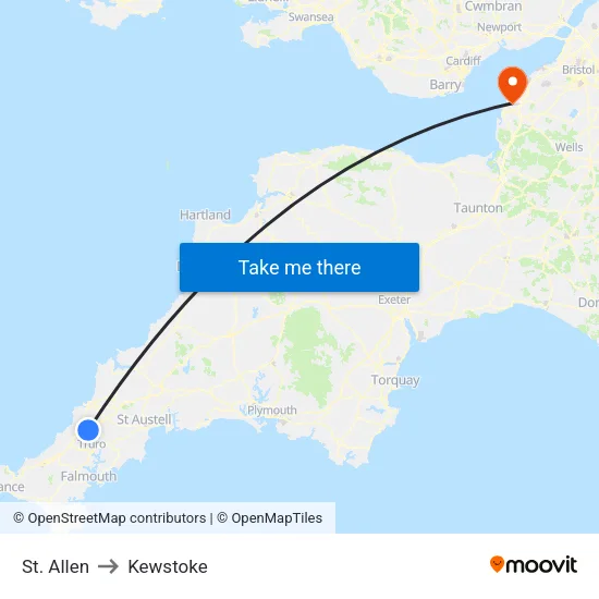 St. Allen to Kewstoke map
