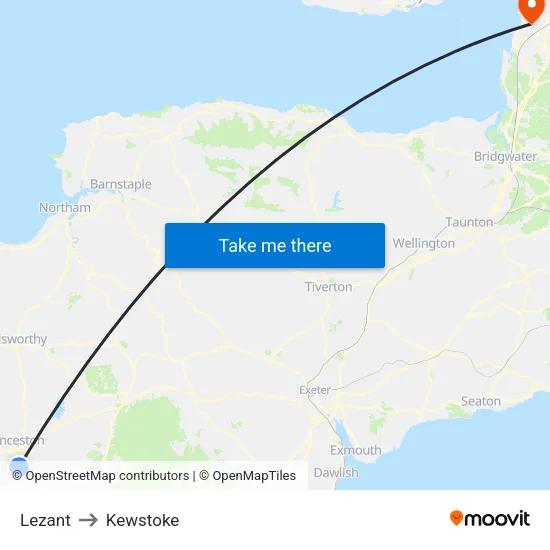 Lezant to Kewstoke map