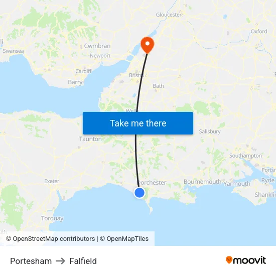 Portesham to Falfield map