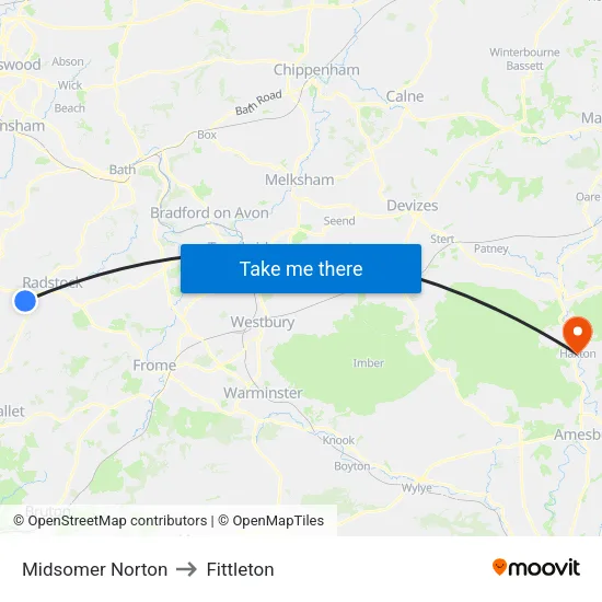 Midsomer Norton to Fittleton map