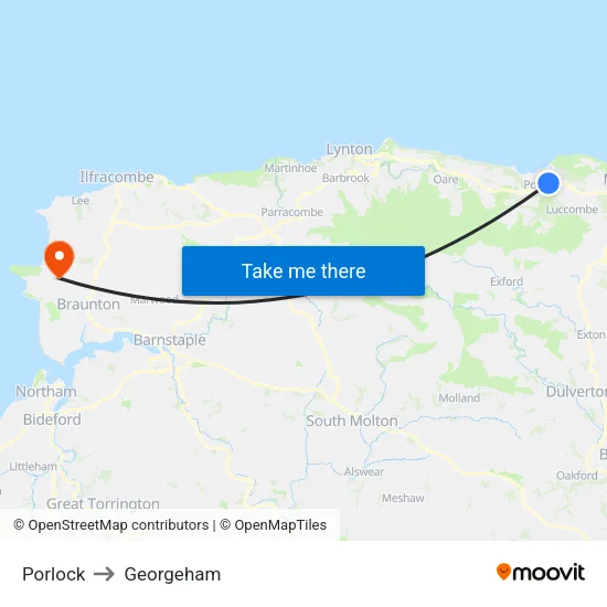 Porlock to Georgeham map