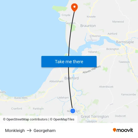 Monkleigh to Georgeham map