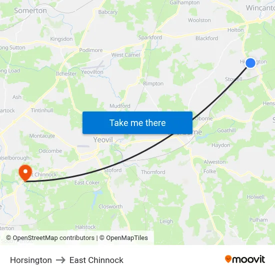 Horsington to East Chinnock map