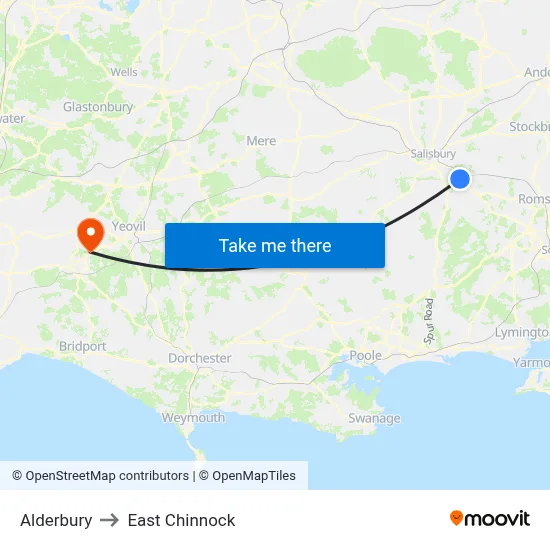 Alderbury to East Chinnock map