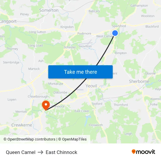 Queen Camel to East Chinnock map