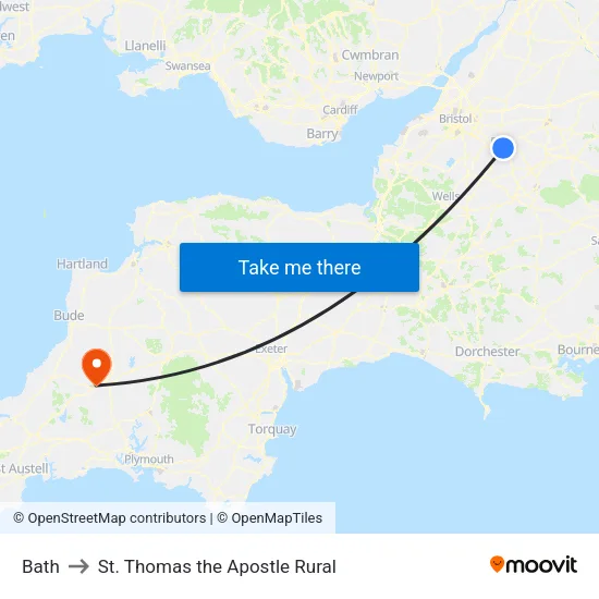 Bath to St. Thomas the Apostle Rural map