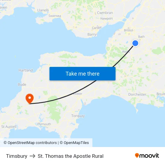 Timsbury to St. Thomas the Apostle Rural map