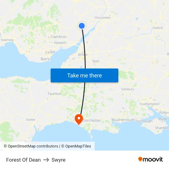 Forest Of Dean to Swyre map
