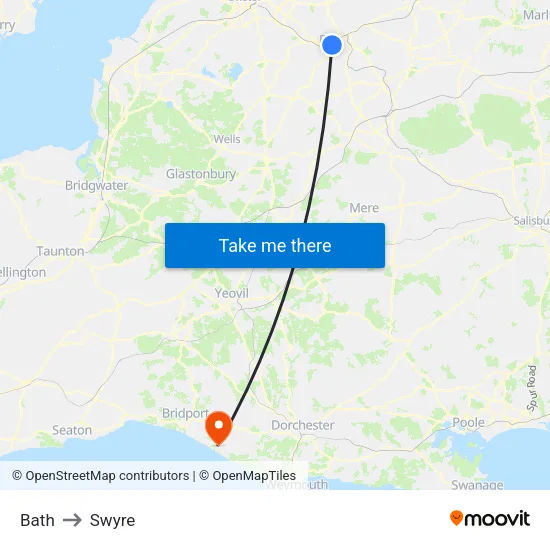 Bath to Swyre map
