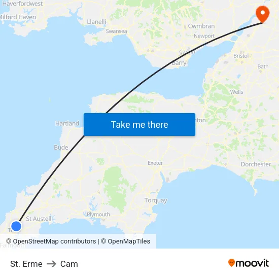 St. Erme to Cam map