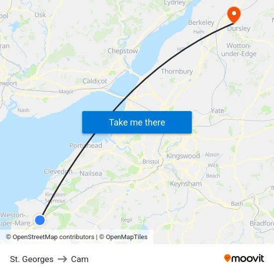 St. Georges to Cam map