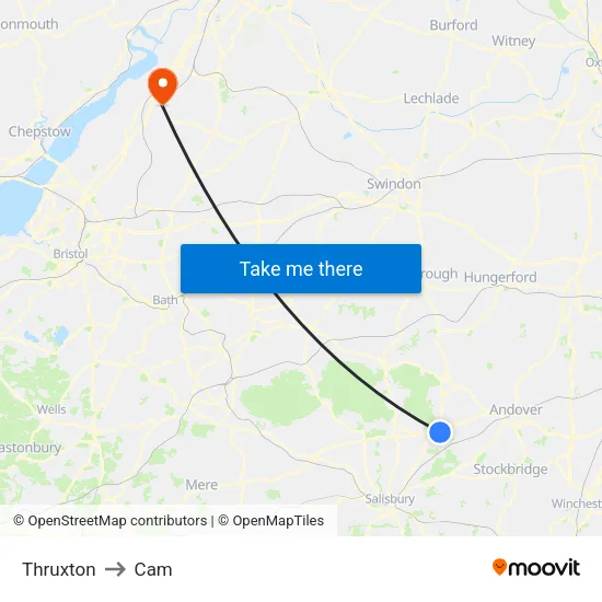Thruxton to Cam map