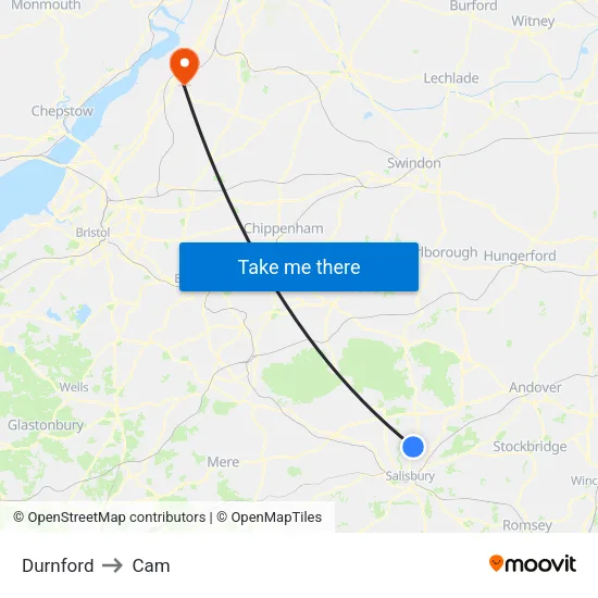 Durnford to Cam map