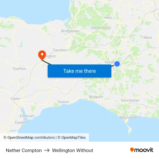 Nether Compton to Wellington Without map