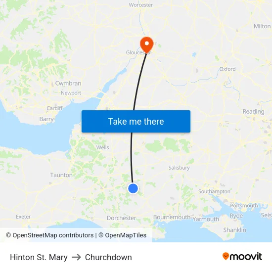 Hinton St. Mary to Churchdown map