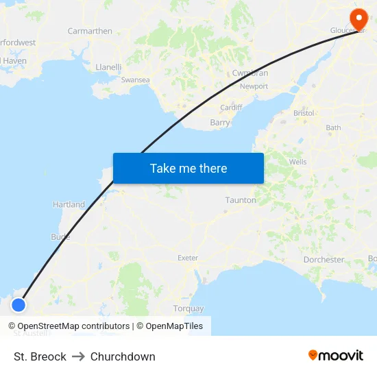 St. Breock to Churchdown map