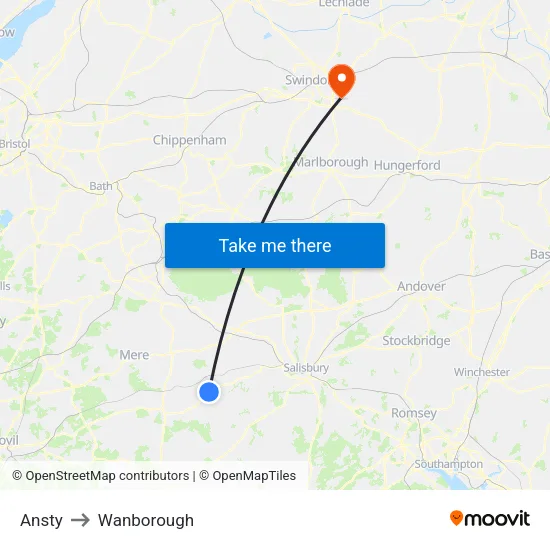 Ansty to Wanborough map