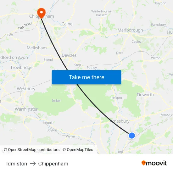 Idmiston to Chippenham map