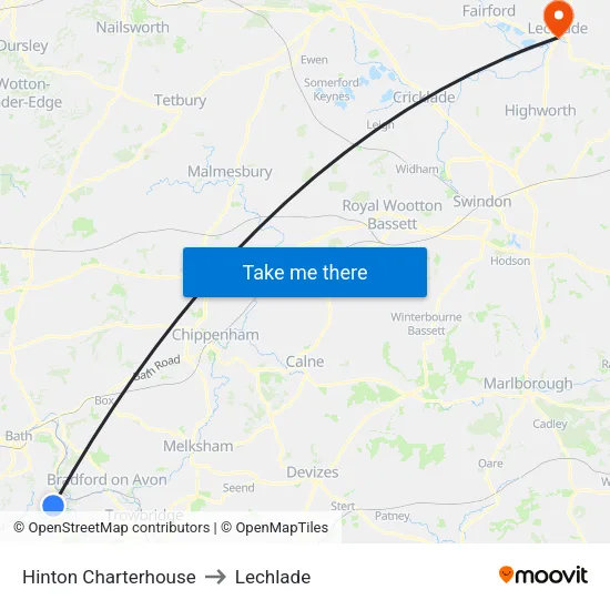 Hinton Charterhouse to Lechlade map