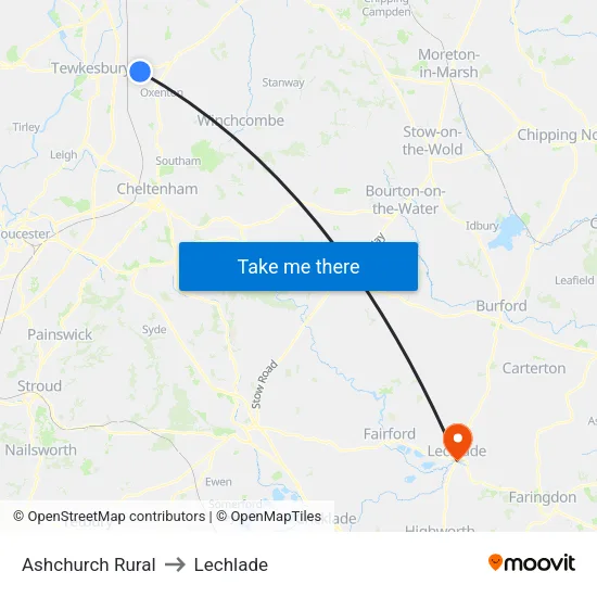 Ashchurch Rural to Lechlade map