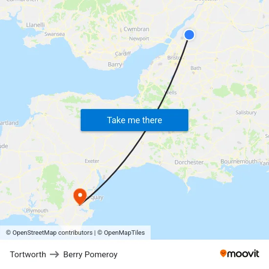 Tortworth to Berry Pomeroy map