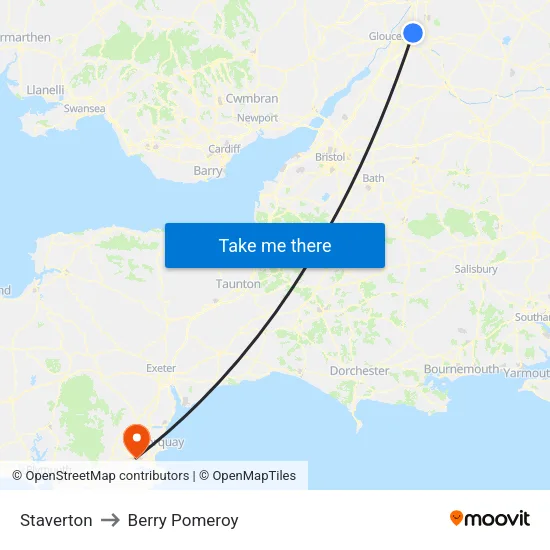 Staverton to Berry Pomeroy map