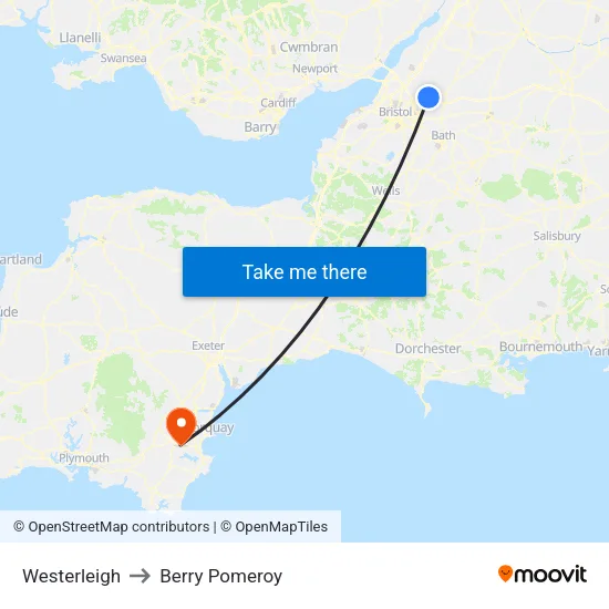 Westerleigh to Berry Pomeroy map