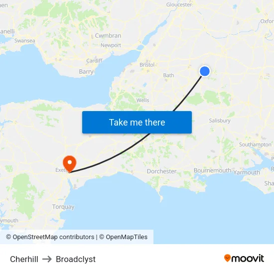 Cherhill to Broadclyst map