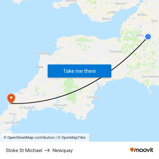 Stoke St Michael to Newquay map