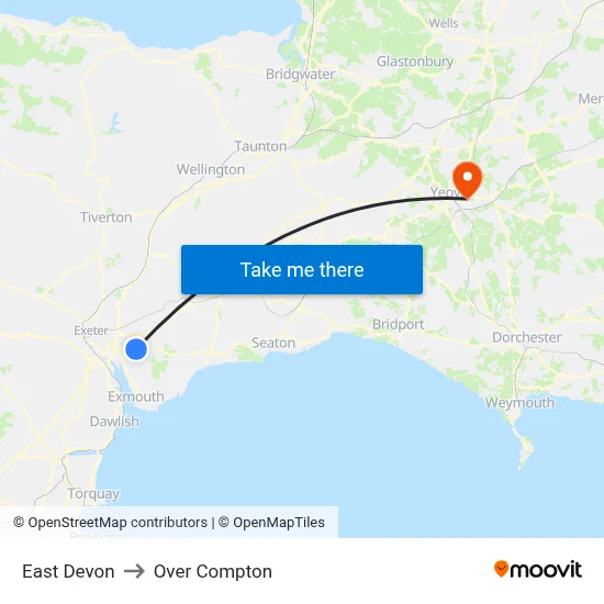 East Devon to Over Compton map