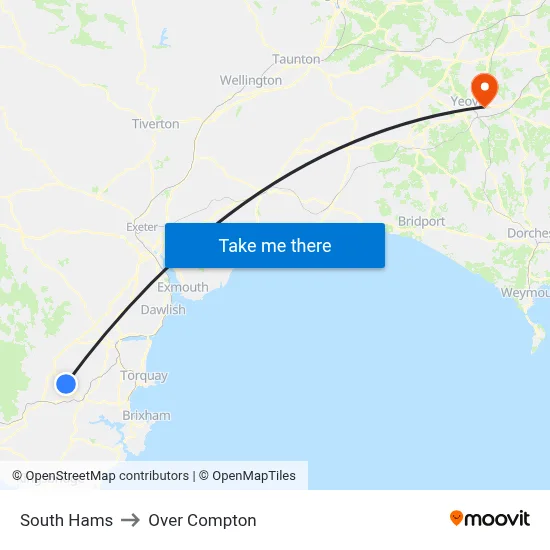 South Hams to Over Compton map