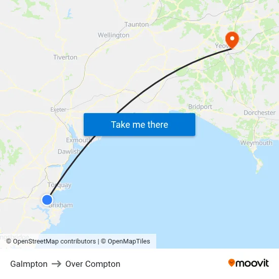 Galmpton to Over Compton map