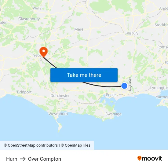 Hurn to Over Compton map