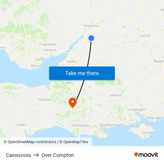 Cainscross to Over Compton map