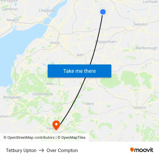 Tetbury Upton to Over Compton map