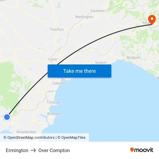 Ermington to Over Compton map