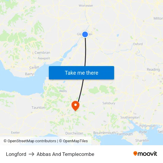Longford to Abbas And Templecombe map