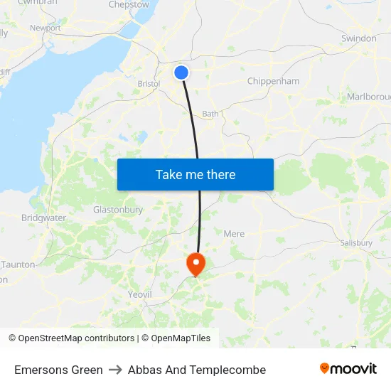 Emersons Green to Abbas And Templecombe map
