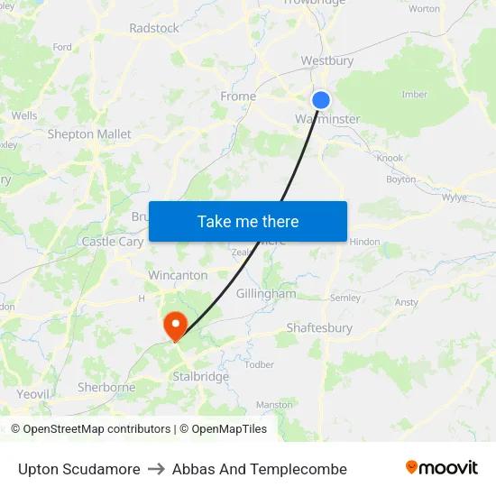 Upton Scudamore to Abbas And Templecombe map